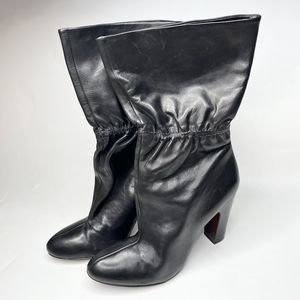 Market 22 Palmer Black Leather Heeled Ankle Boots Genuine Leather Size 39 / 8